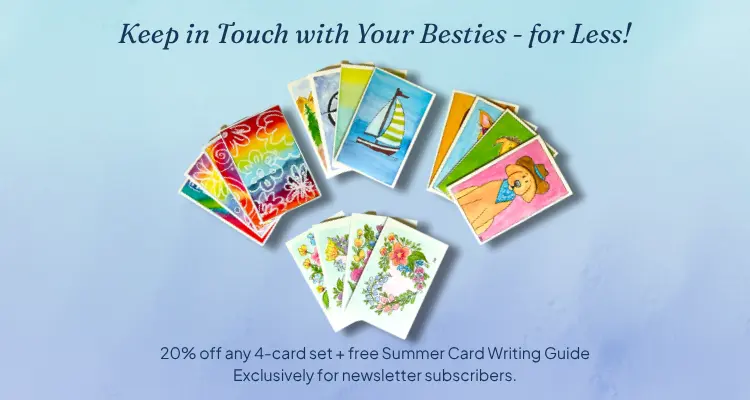 Image showing four 4-card sets on a pastel gradient background.